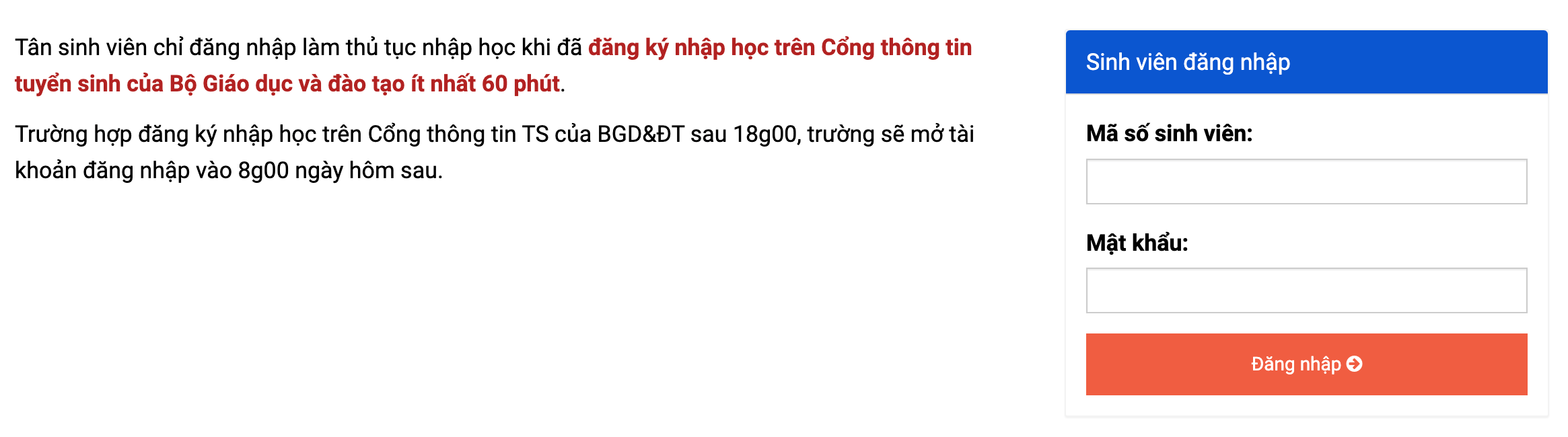 Hướng dẫn đăng ký nhập học trực tuyến